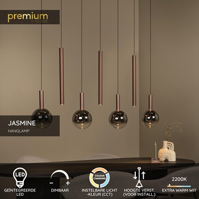 Lucide JASMINE - Hanglamp - LED Dimb. - CCT - 7x4W 2200K/3300K - Koper | Premium